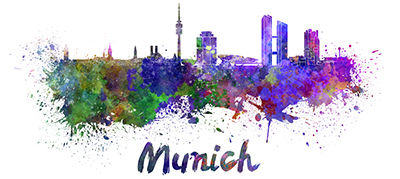 Munich skyline in watercolor